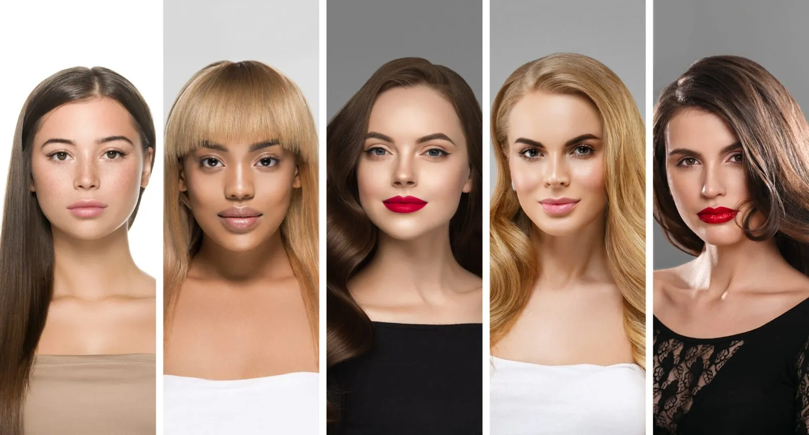 A diverse group of women with different beauty looks